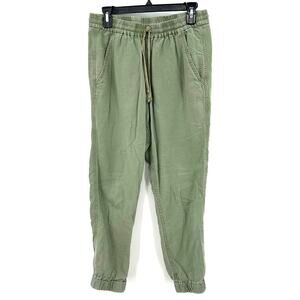 J. Crew Size 2 Tie Waist Linen Jogger Pants Green Elastic‎ Waistband